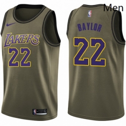 Mens Nike Los Angeles Lakers 22 Elgin Baylor Swingman Green Salute to Service NBA Jersey