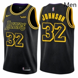 Mens Nike Los Angeles Lakers 32 Magic Johnson Authentic Black City Edition NBA Jersey