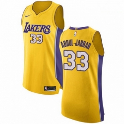 Mens Nike Los Angeles Lakers 33 Kareem Abdul Jabbar Authentic Gold Home NBA Jersey Icon Edition