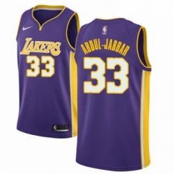 Mens Nike Los Angeles Lakers 33 Kareem Abdul Jabbar Authentic Purple NBA Jersey Icon Edition