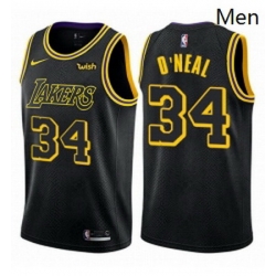 Mens Nike Los Angeles Lakers 34 Shaquille ONeal Swingman Black City Edition NBA Jersey