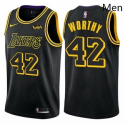 Mens Nike Los Angeles Lakers 42 James Worthy Swingman Black City Edition NBA Jersey