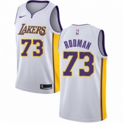 Mens Nike Los Angeles Lakers 73 Dennis Rodman Authentic White NBA Jersey Association Edition