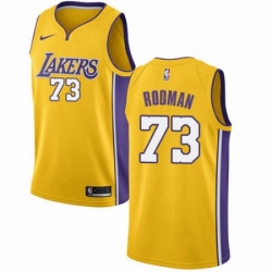 Mens Nike Los Angeles Lakers 73 Dennis Rodman Swingman Gold Home NBA Jersey Icon Edition