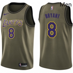 Mens Nike Los Angeles Lakers 8 Kobe Bryant Swingman Green Salute to Service NBA Jersey