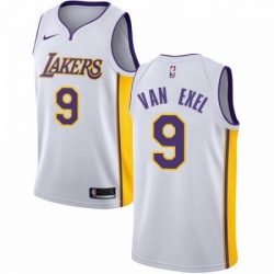 Mens Nike Los Angeles Lakers 9 Nick Van Exel Authentic White NBA Jersey Association Edition 