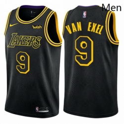 Mens Nike Los Angeles Lakers 9 Nick Van Exel Swingman Black City Edition NBA Jersey 