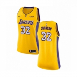 Womens Los Angeles Lakers 32 Magic Johnson Authentic Gold Home Basketball Jersey Icon Edition