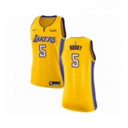 Womens Los Angeles Lakers 5 Robert Horry Authentic Gold Home Basketball Jersey Icon Edition