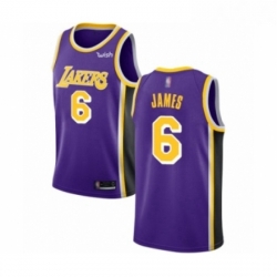 Womens Los Angeles Lakers 6 LeBron James Authentic Purple Basketball Jersey Statement Edition 