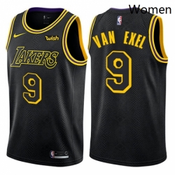 Womens Nike Los Angeles Lakers 9 Nick Van Exel Swingman Black NBA Jersey City Edition 