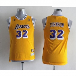 Youth Adidas Los Angeles Lakers 32 Magic Johnson Swingman Gold Throwback NBA Jersey