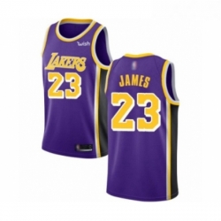 Youth Los Angeles Lakers 23 LeBron James Swingman Purple Basketball Jerseys Statement Edition 