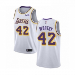 Youth Los Angeles Lakers 42 James Worthy Swingman White Basketball Jersey Association Edition