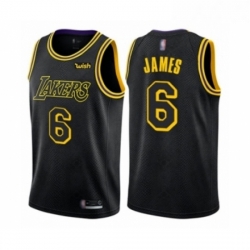 Youth Los Angeles Lakers 6 LeBron James Swingman Black Basketball Jersey City Edition 