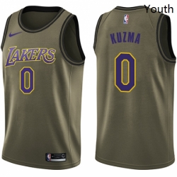 Youth Nike Los Angeles Lakers 0 Kyle Kuzma Swingman Green Salute to Service NBA Jersey 