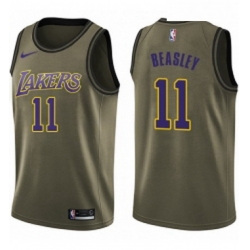 Youth Nike Los Angeles Lakers 11 Michael Beasley Swingman Green Salute to Service NBA Jersey 