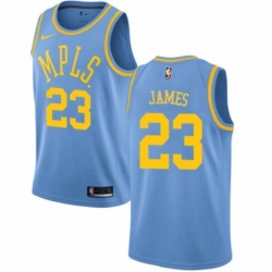 Youth Nike Los Angeles Lakers 23 LeBron James Authentic Blue Hardwood Classics NBA Jersey 