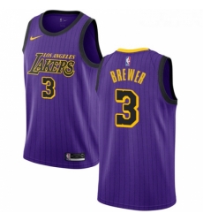 Youth Nike Los Angeles Lakers 3 Corey Brewer Swingman Purple NBA Jersey City Edition 