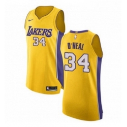 Youth Nike Los Angeles Lakers 34 Shaquille ONeal Authentic Gold Home NBA Jersey Icon Edition