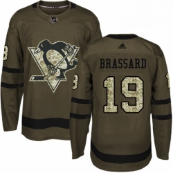 Mens Adidas Pittsburgh Penguins 19 Derick Brassard Authentic Green Salute to Service NHL Jersey 