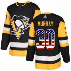 Mens Adidas Pittsburgh Penguins 30 Matt Murray Authentic Black USA Flag Fashion NHL Jersey 