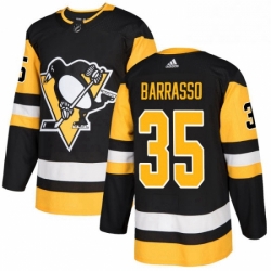 Mens Adidas Pittsburgh Penguins 35 Tom Barrasso Authentic Black Home NHL Jersey 