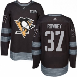 Mens Adidas Pittsburgh Penguins 37 Carter Rowney Authentic Black 1917 2017 100th Anniversary NHL Jersey 