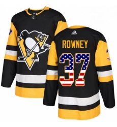 Mens Adidas Pittsburgh Penguins 37 Carter Rowney Authentic Black USA Flag Fashion NHL Jersey 