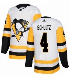 Mens Adidas Pittsburgh Penguins 4 Justin Schultz Authentic White Away NHL Jersey 