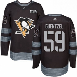 Mens Adidas Pittsburgh Penguins 59 Jake Guentzel Authentic Black 1917 2017 100th Anniversary NHL Jersey 