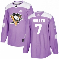 Mens Adidas Pittsburgh Penguins 7 Joe Mullen Authentic Purple Fights Cancer Practice NHL Jersey 