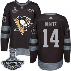 Penguins #14 Chris Kunitz Black 1917 2017 100th Anniversary Stanley Cup Finals Champions Stitched NHL Jersey