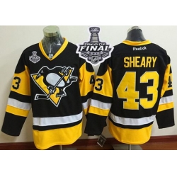 Penguins #43 Conor Sheary Black Alternate 2017 Stanley Cup Final Patch Stitched NHL Jersey