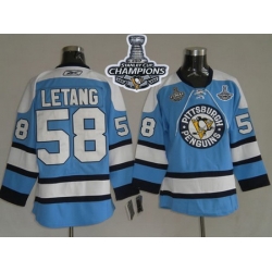 Penguins #58 Kris Letang Blue 2017 Stanley Cup Finals Champions Stitched NHL Jersey