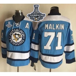 Penguins #71 Evgeni Malkin Blue Alternate CCM Throwback 2017 Stanley Cup Finals Champions Stitched NHL Jersey