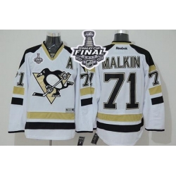 Penguins #71 Evgeni Malkin White 2014 Stadium Series 2017 Stanley Cup Final Patch Stitched NHL Jersey