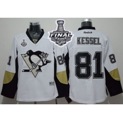 Penguins #81 Phil Kessel White Away 2017 Stanley Cup Final Patch Stitched NHL Jersey