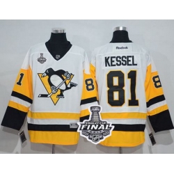 Penguins #81 Phil Kessel White New Away 2017 Stanley Cup Final Patch Stitched NHL Jersey