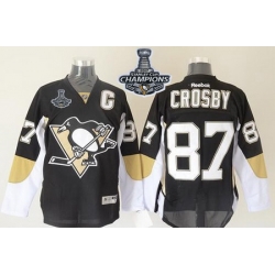 Penguins #87 Sidney Crosby Black 2017 Stanley Cup Finals Champions Stitched NHL Jersey