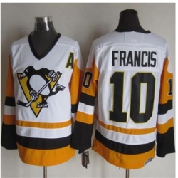 Pittsburgh Penguins #10 Ron Francis White Black CCM Throwback Stitched NHL Jersey