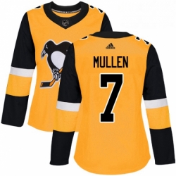 Womens Adidas Pittsburgh Penguins 7 Joe Mullen Authentic Gold Alternate NHL Jersey 