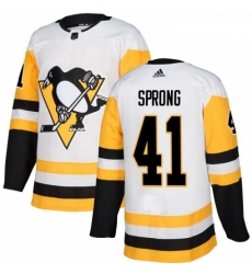 Youth Adidas Pittsburgh Penguins 41 Daniel Sprong Authentic White Away NHL Jersey 