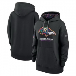 Women Baltimore Ravens Black 2024 Crucial Catch Club Pullover Hoodie