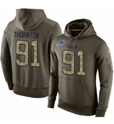 NFL Nike Buffalo Bills 91 Cedric Thornton Green Salute To Service Mens Pullover Hoodie