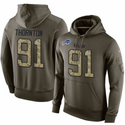 NFL Nike Buffalo Bills 91 Cedric Thornton Green Salute To Service Mens Pullover Hoodie