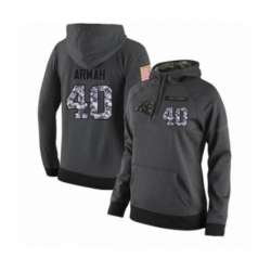 Football Womens Carolina Panthers 40 Alex Armah Stitched Black Anthracite Salute to Service Player Performance Hoodie