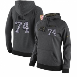 NFL Womens Nike Carolina Panthers 74 Daeshon Hall Stitched Black Anthracite Salute to Service Player Performance Hoodie