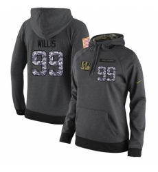 NFL Womens Nike Cincinnati Bengals 99 Jordan Willis Stitched Black Anthracite Salute to Service Player Performance Hoodie