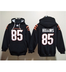 Men Cincinnati Bengals 85 Tee Higgins Black Pullover Hoodie